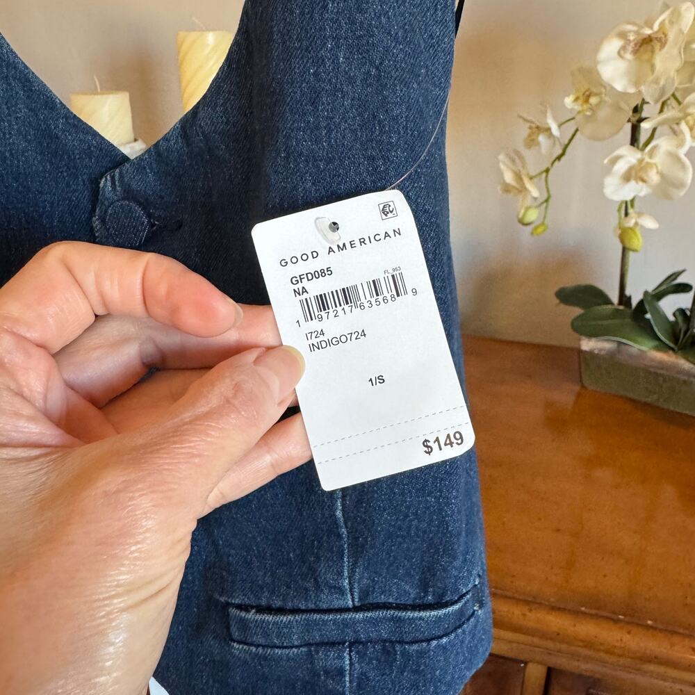 Good American Denim Halter Vest Indigo724 Size Small NWT - Picture 8 of 10